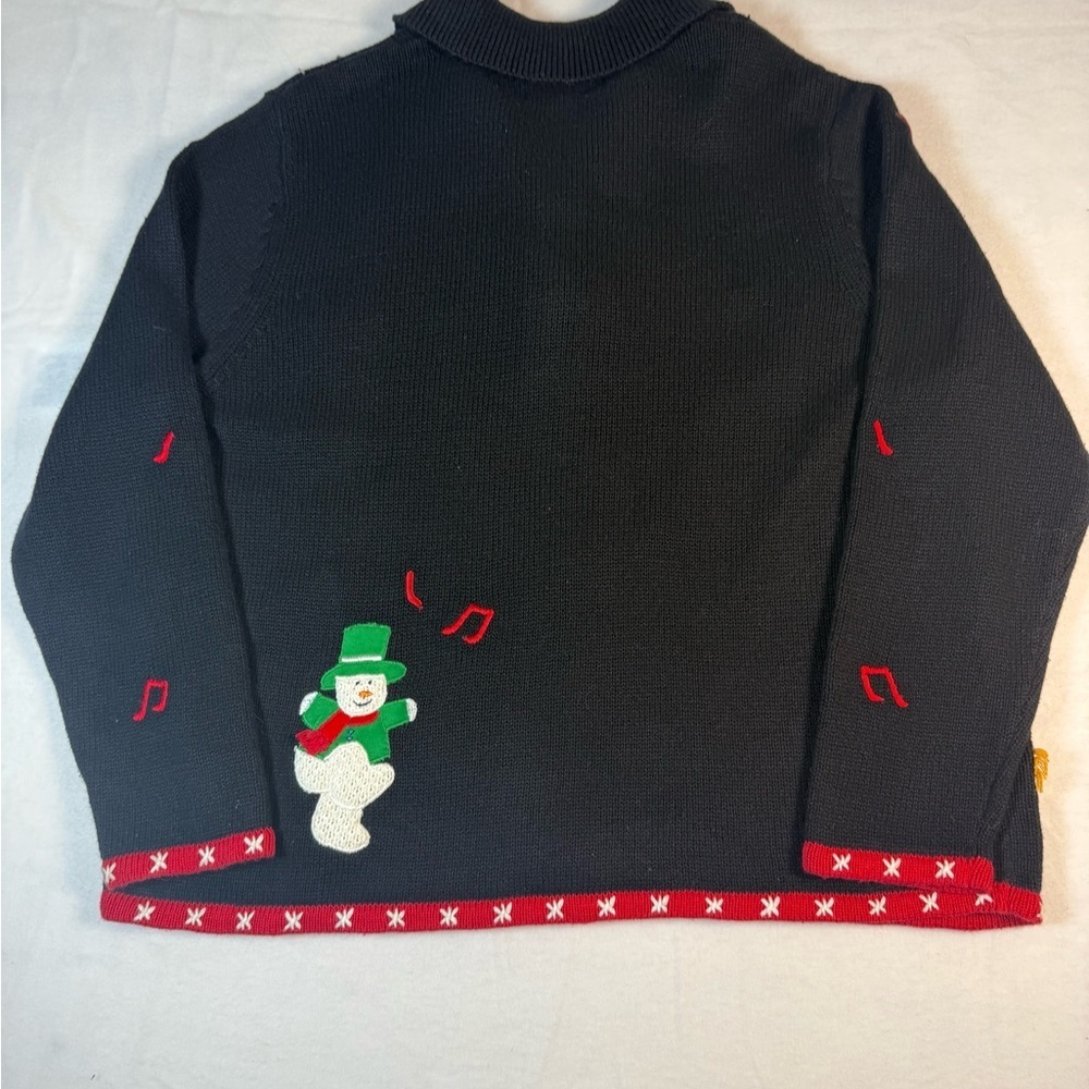 Studio Joy Black Zip-up Cardigan with Snowmen Size 1X - Picture 9 of 11